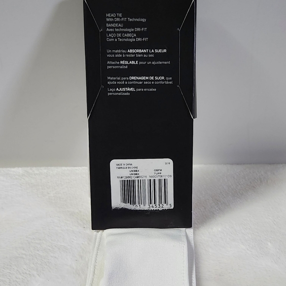 Nwt Nike Dry Dri-Fit White Head Tie Unisex - Picture 7 of 10